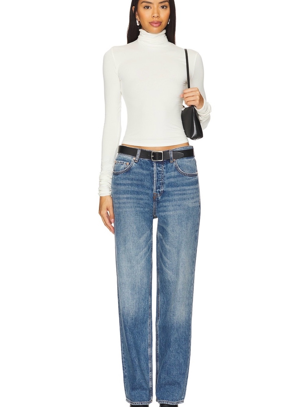 GRLFRND Boyfriend Straight Jeans - Light/Medium Blue Wash